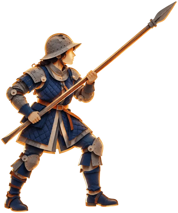 Pikeman kertas menahan tombak panjang